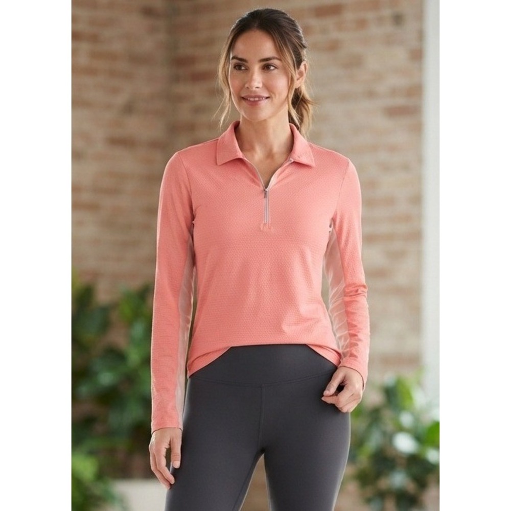 Bette & Court Swing 1/4 Zip Coral Athletic Golf Shirt Outdoor Sporty Women's S?